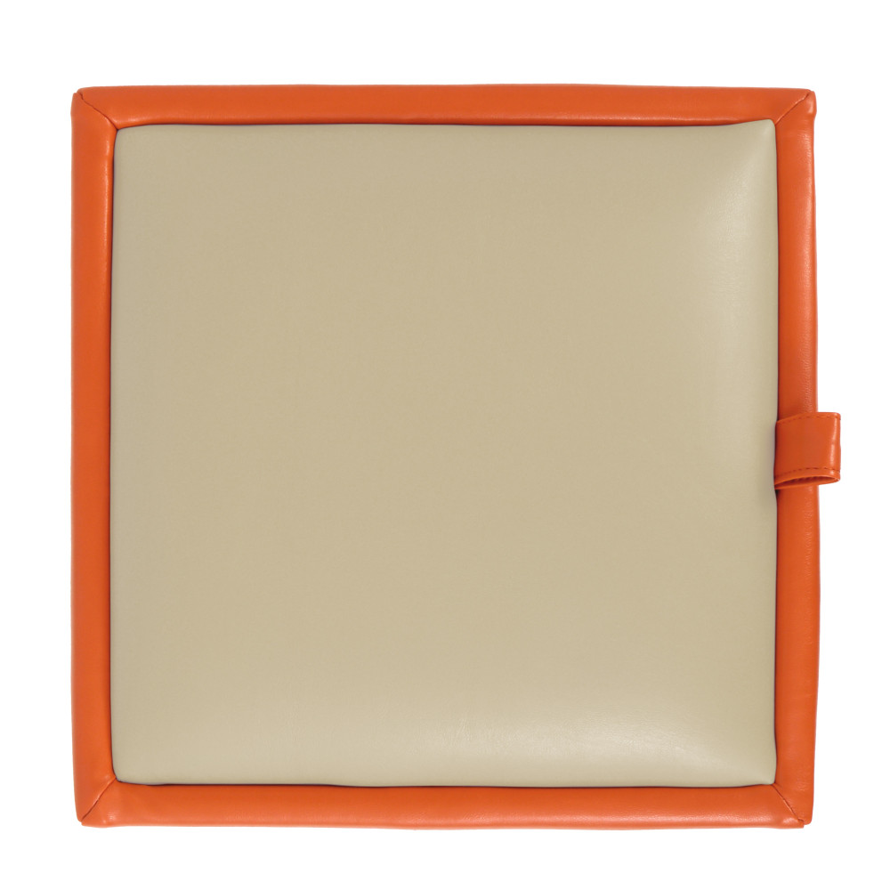 Taburet Box - imitatie piele portocaliu/crem - 21895/21834 Taburet Box - imitatie piele portocaliu/crem - 21895/21834