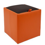 Taburet Box - imitatie piele portocaliu/maro - 21895/15611