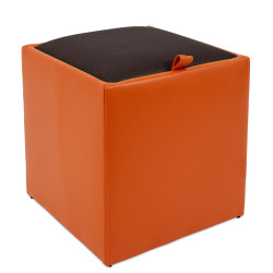 Taburet Box - imitatie piele portocaliu/maro - 21895/15611 Taburet Box - imitatie piele portocaliu/maro - 21895/15611