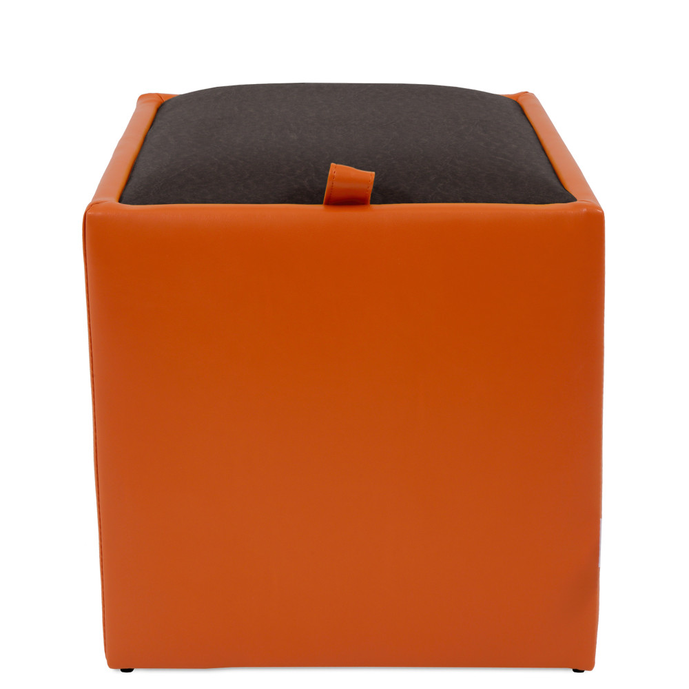 Taburet Box - imitatie piele portocaliu/maro - 21895/15611 Taburet Box - imitatie piele portocaliu/maro - 21895/15611