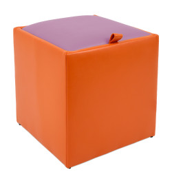 Taburet Box - imitatie piele portocaliu/mov - 21895/21897 Taburet Box - imitatie piele portocaliu/mov - 21895/21897