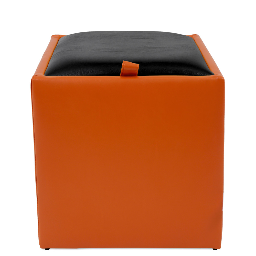 Taburet Box - imitatie piele portocaliu/negru - 21895/21901 Taburet Box - imitatie piele portocaliu/negru - 21895/21901