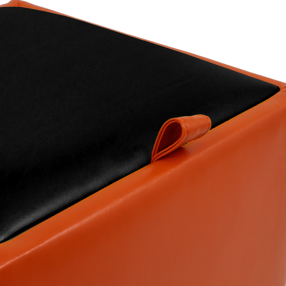 Taburet Box - imitatie piele portocaliu/negru - 21895/21901 Taburet Box - imitatie piele portocaliu/negru - 21895/21901