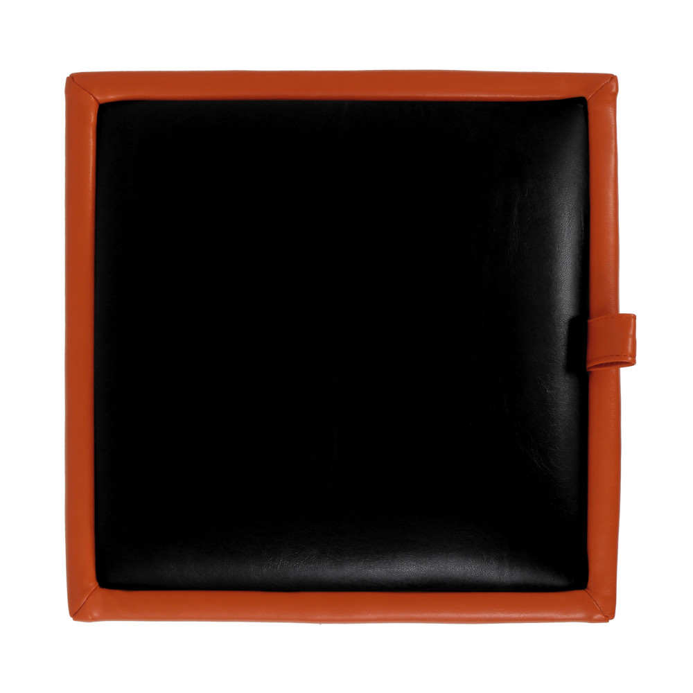 Taburet Box - imitatie piele portocaliu/negru - 21895/21901 Taburet Box - imitatie piele portocaliu/negru - 21895/21901