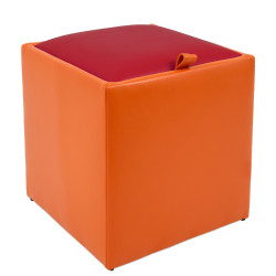Taburet Box - imitatie piele portocaliu/rosu - 21895/21900 Taburet Box - imitatie piele portocaliu/rosu - 21895/21900