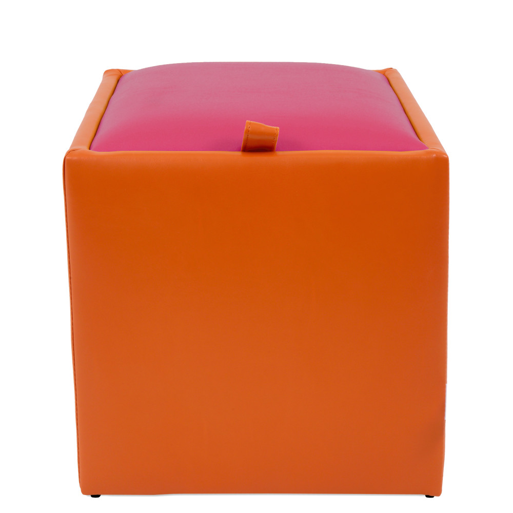Taburet Box - imitatie piele portocaliu/roz - 21895/21896 Taburet Box - imitatie piele portocaliu/roz - 21895/21896