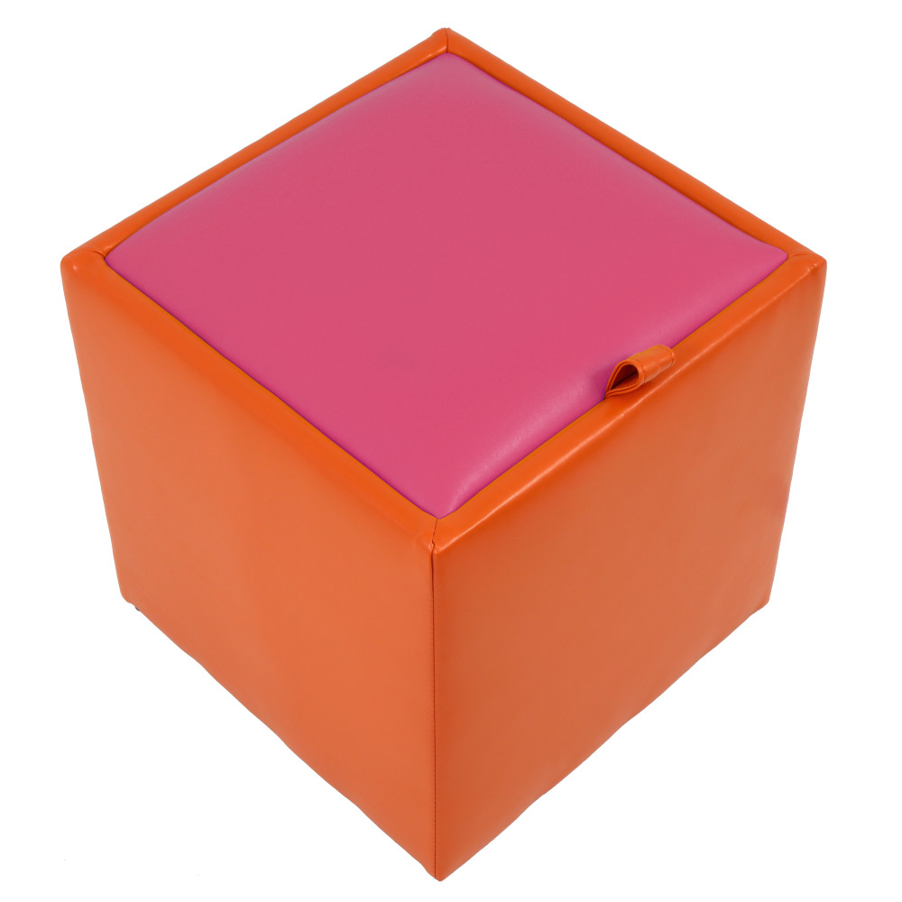 Taburet Box - imitatie piele portocaliu/roz - 21895/21896 Taburet Box - imitatie piele portocaliu/roz - 21895/21896