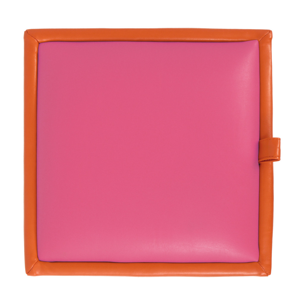 Taburet Box - imitatie piele portocaliu/roz - 21895/21896 Taburet Box - imitatie piele portocaliu/roz - 21895/21896