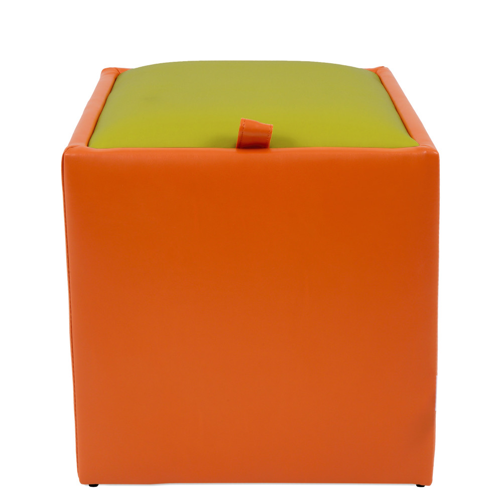 Taburet Box - imitatie piele portocaliu/verde - 21895/21899 Taburet Box - imitatie piele portocaliu/verde - 21895/21899
