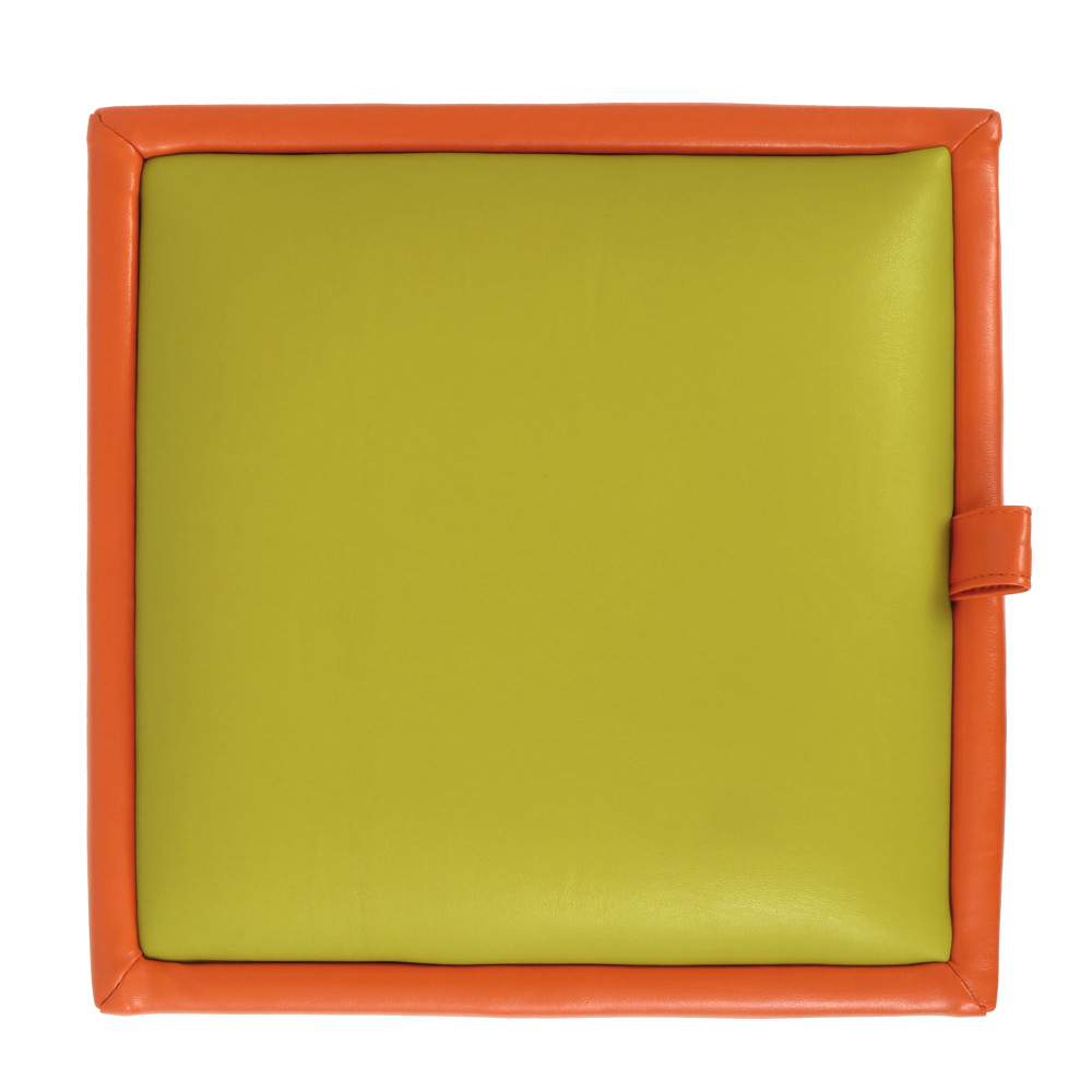 Taburet Box - imitatie piele portocaliu/verde - 21895/21899 Taburet Box - imitatie piele portocaliu/verde - 21895/21899