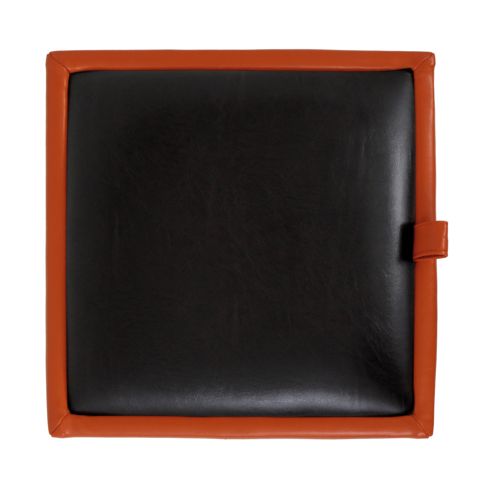 Taburet Box - imitatie piele portocaliu/wenge - 21895/21835 Taburet Box - imitatie piele portocaliu/wenge - 21895/21835