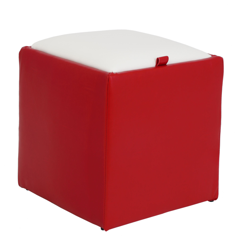 Taburet Box - imitatie piele rosu/alb - 21900/21894 Taburet Box - imitatie piele rosu/alb - 21900/21894