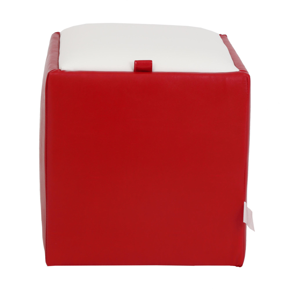 Taburet Box - imitatie piele rosu/alb - 21900/21894 Taburet Box - imitatie piele rosu/alb - 21900/21894