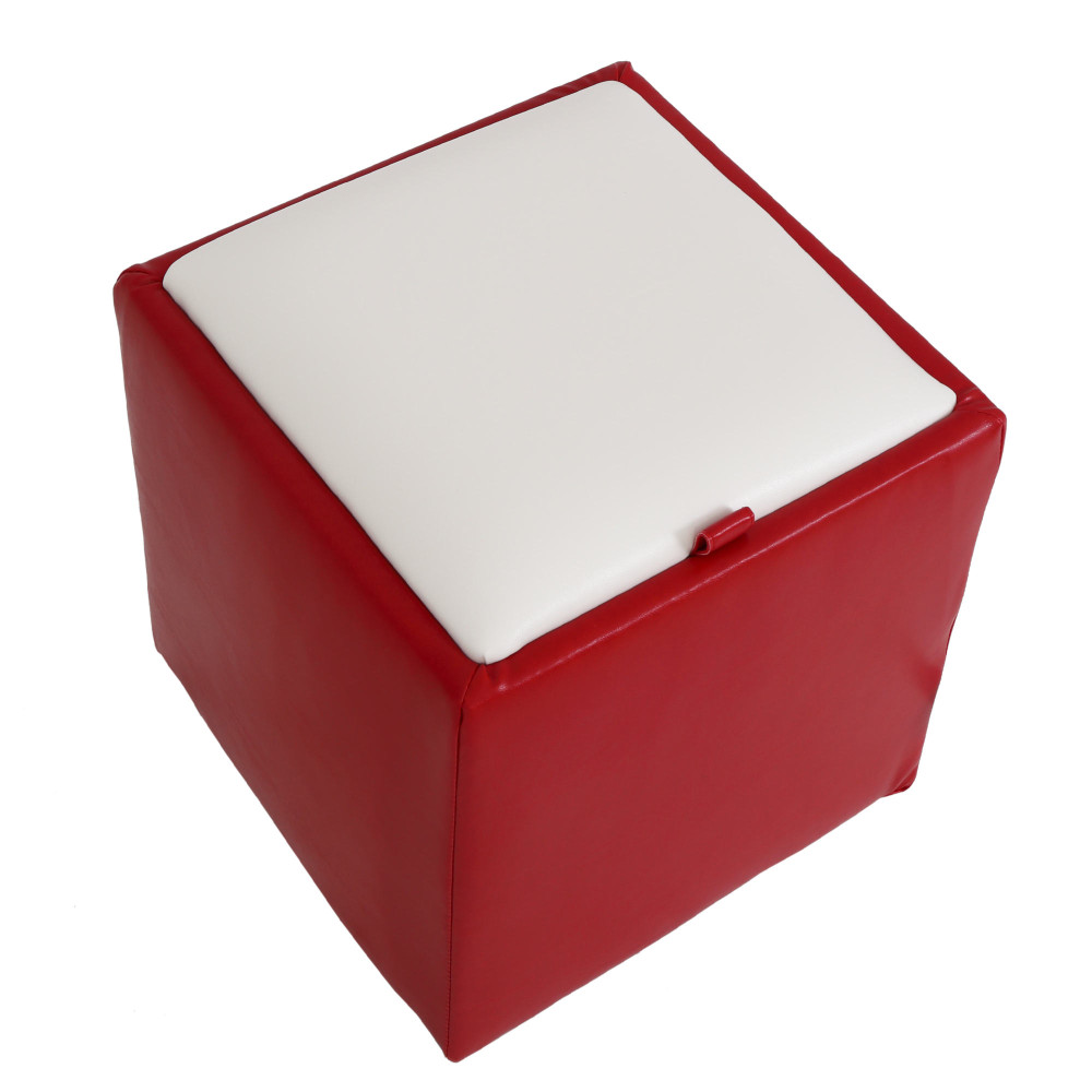 Taburet Box - imitatie piele rosu/alb - 21900/21894 Taburet Box - imitatie piele rosu/alb - 21900/21894