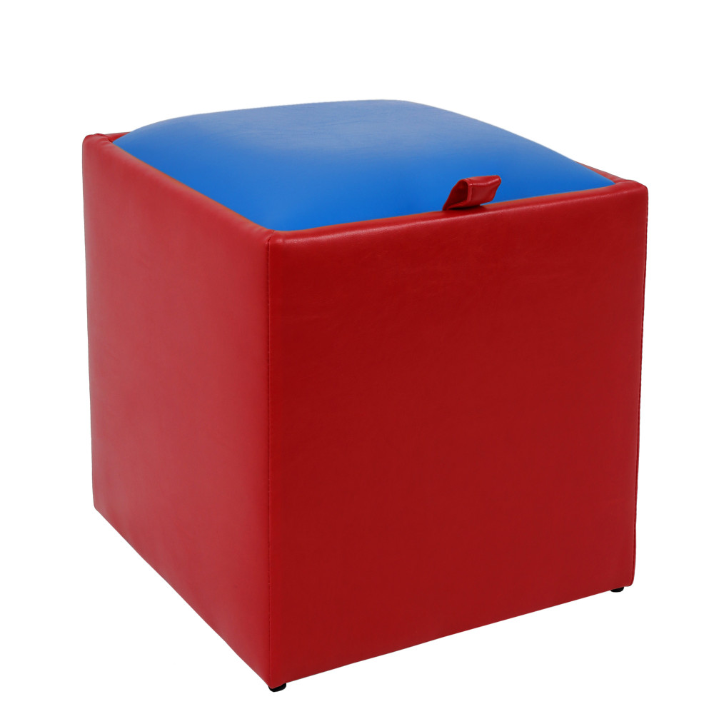 Taburet Box - imitatie piele rosu/albastru - 21900/21898 Taburet Box - imitatie piele rosu/albastru - 21900/21898