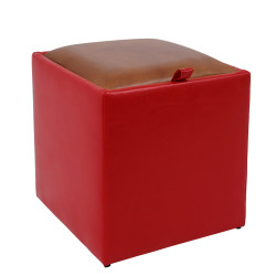 Taburet Box - imitatie piele rosu/coniac - 21900/8070 Taburet Box - imitatie piele rosu/coniac - 21900/8070