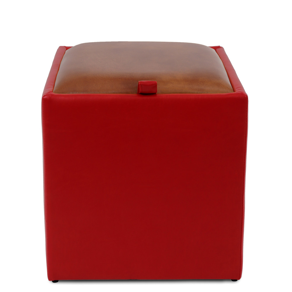 Taburet Box - imitatie piele rosu/coniac - 21900/8070 Taburet Box - imitatie piele rosu/coniac - 21900/8070