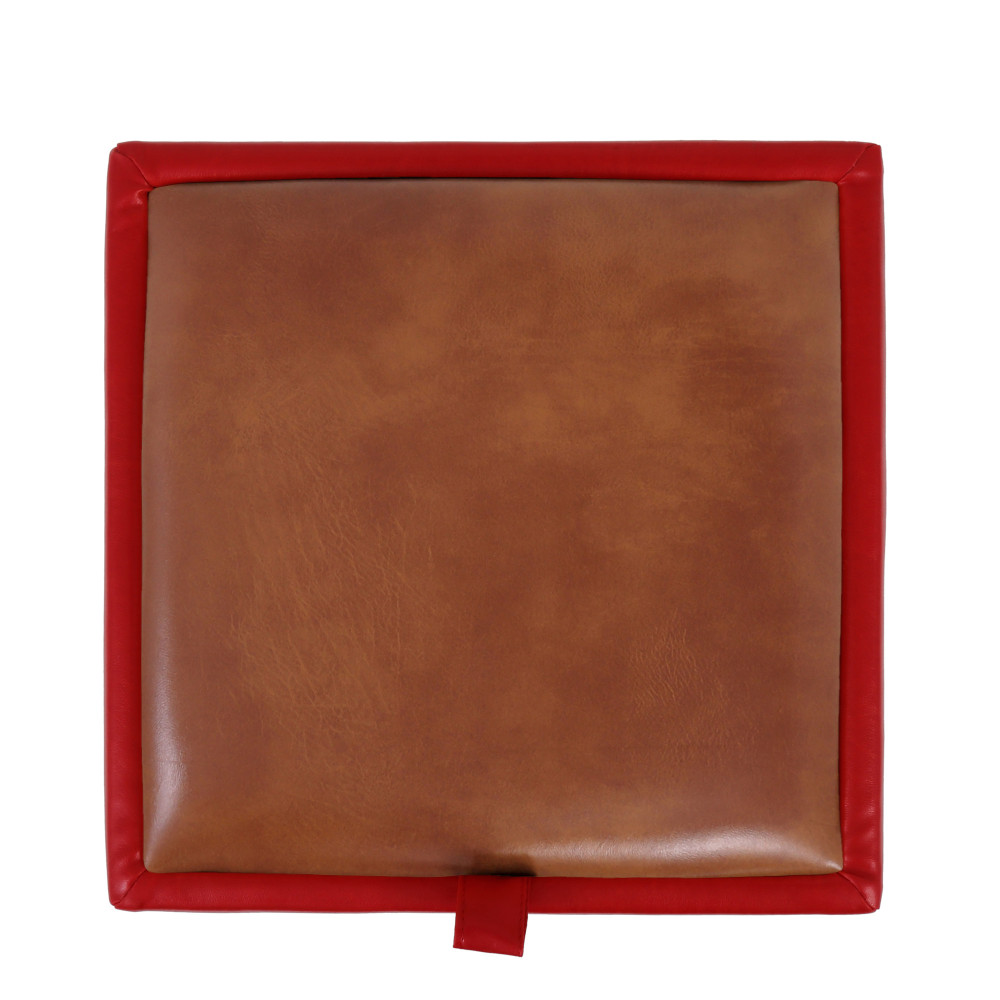 Taburet Box - imitatie piele rosu/coniac - 21900/8070 Taburet Box - imitatie piele rosu/coniac - 21900/8070