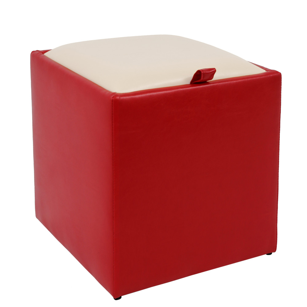 Taburet Box - imitatie piele rosu/crem - 21900/21834 Taburet Box - imitatie piele rosu/crem - 21900/21834