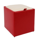 Taburet Box - imitatie piele rosu/crem - 21900/21834