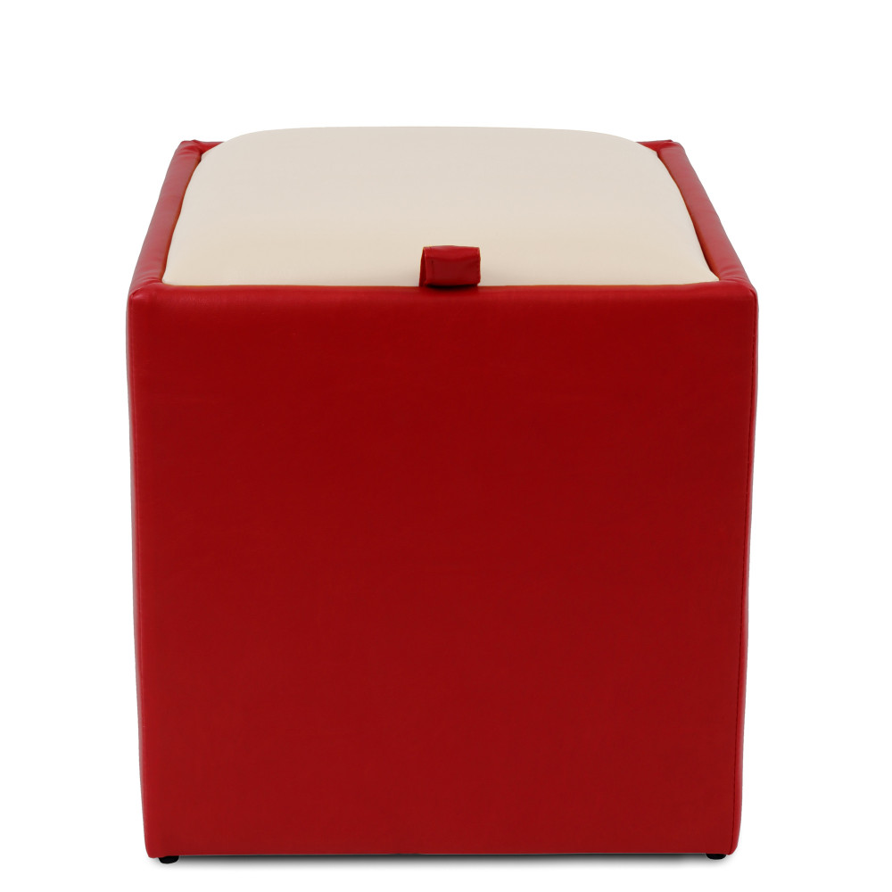 Taburet Box - imitatie piele rosu/crem - 21900/21834 Taburet Box - imitatie piele rosu/crem - 21900/21834