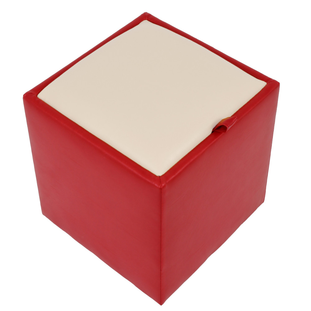 Taburet Box - imitatie piele rosu/crem - 21900/21834 Taburet Box - imitatie piele rosu/crem - 21900/21834