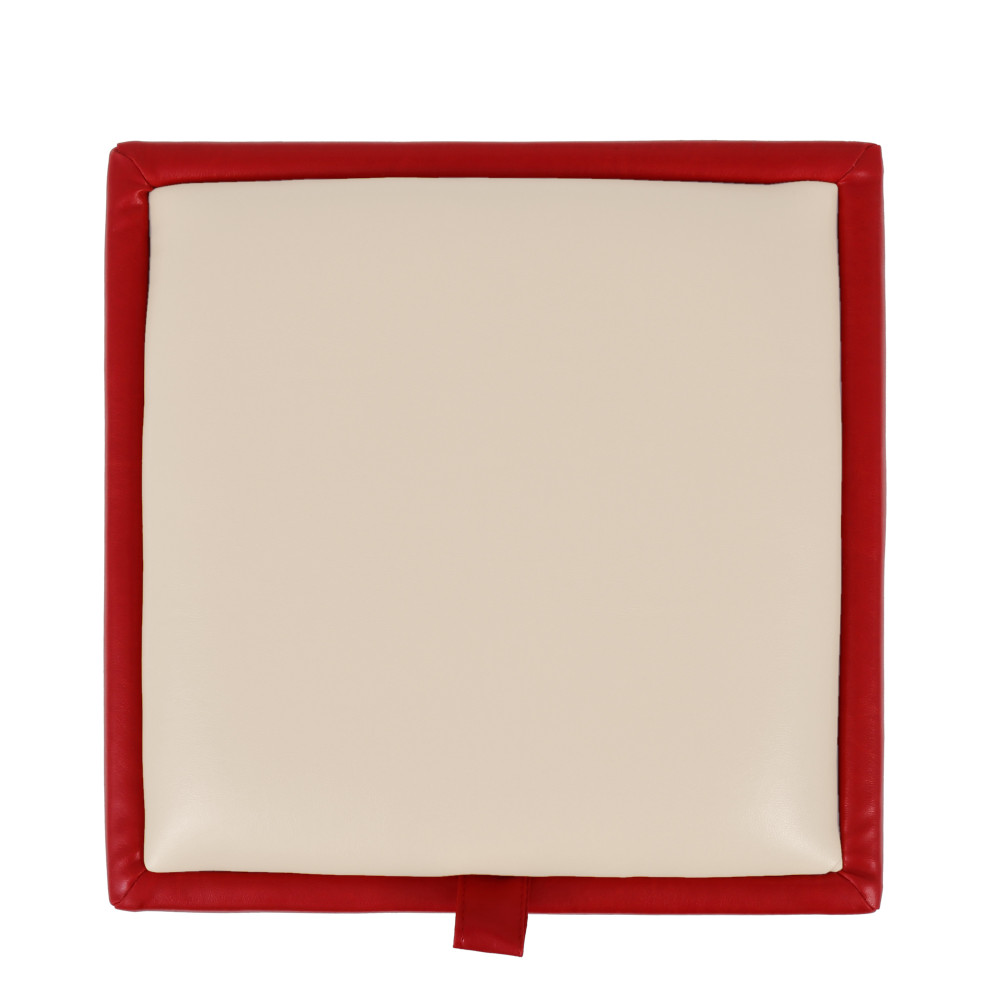 Taburet Box - imitatie piele rosu/crem - 21900/21834 Taburet Box - imitatie piele rosu/crem - 21900/21834