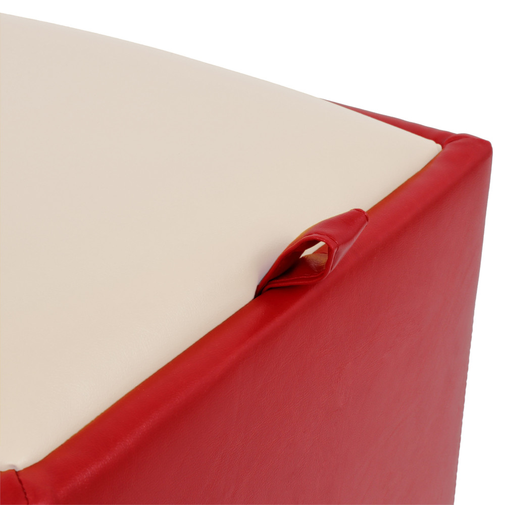 Taburet Box - imitatie piele rosu/crem - 21900/21834 Taburet Box - imitatie piele rosu/crem - 21900/21834