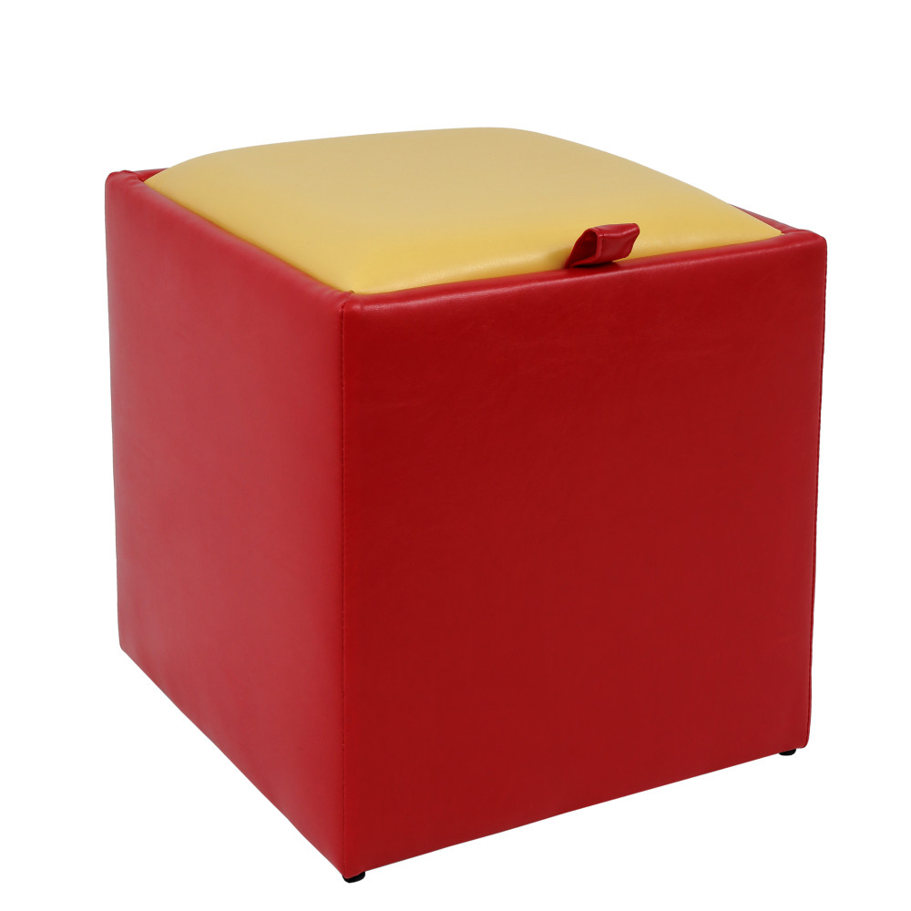Taburet Box - imitatie piele rosu/galben - 21900/22168 Taburet Box - imitatie piele rosu/galben - 21900/22168