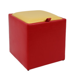 Taburet Box - imitatie piele rosu/galben - 21900/22168 Taburet Box - imitatie piele rosu/galben - 21900/22168
