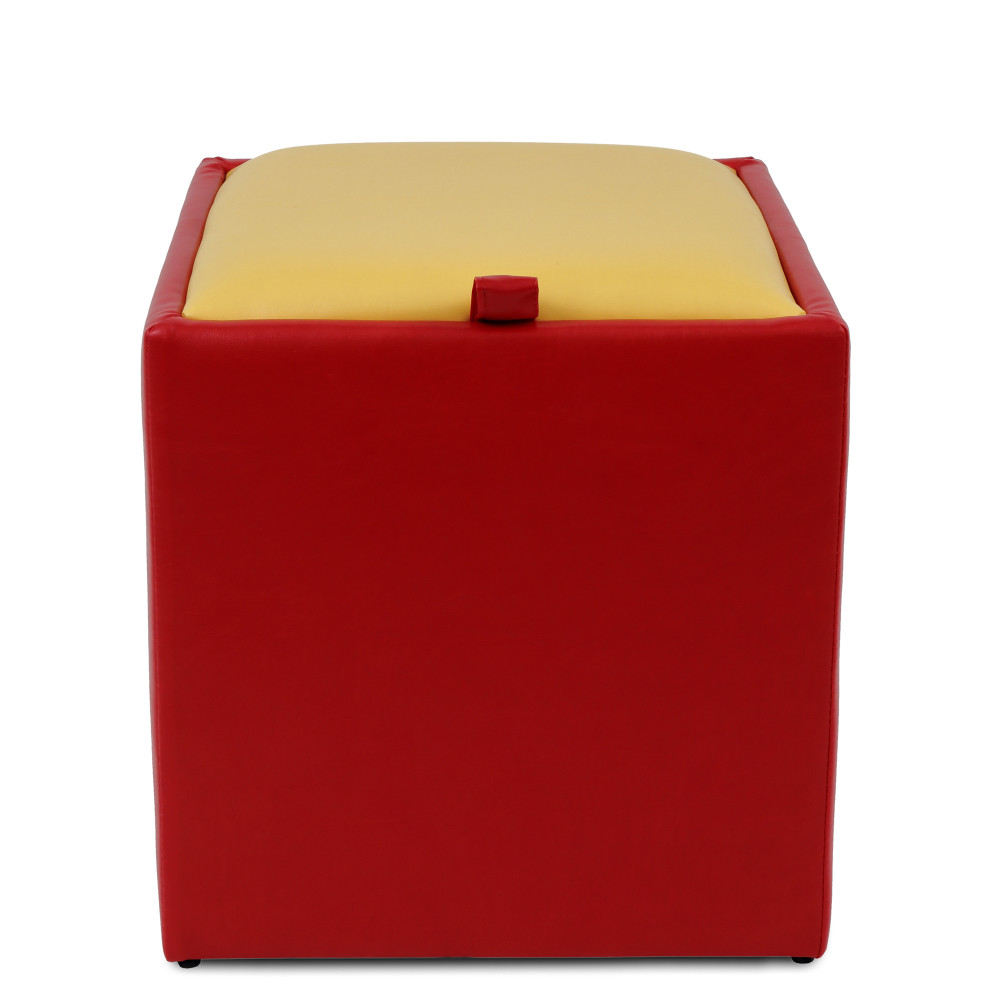 Taburet Box - imitatie piele rosu/galben - 21900/22168 Taburet Box - imitatie piele rosu/galben - 21900/22168