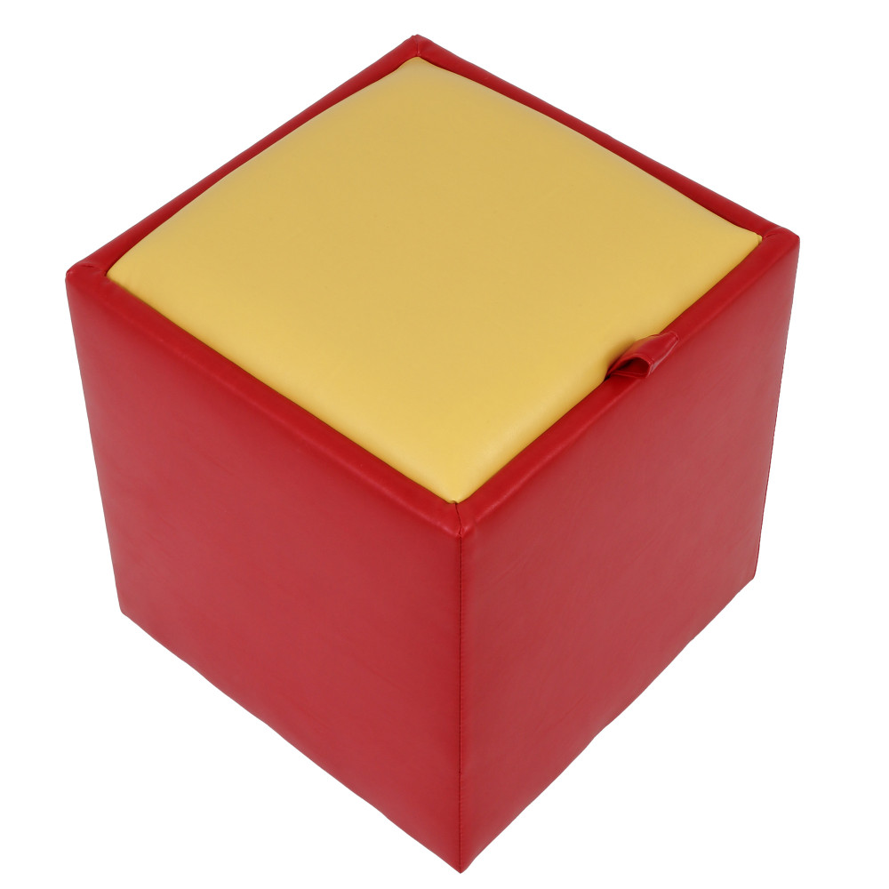 Taburet Box - imitatie piele rosu/galben - 21900/22168 Taburet Box - imitatie piele rosu/galben - 21900/22168