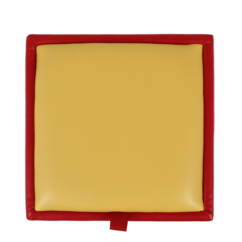 Taburet Box - imitatie piele rosu/galben - 21900/22168 Taburet Box - imitatie piele rosu/galben - 21900/22168