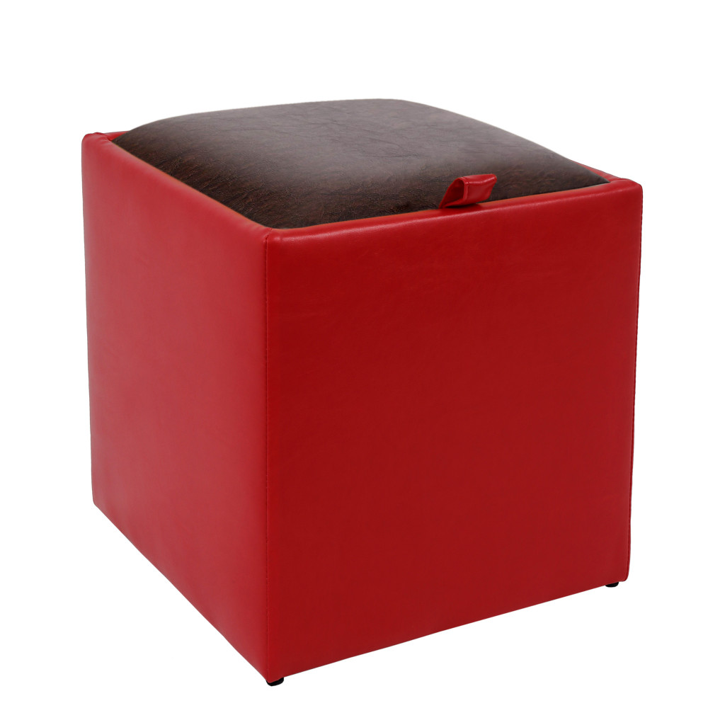 Taburet Box - imitatie piele rosu/maro - 21900/15611 Taburet Box - imitatie piele rosu/maro - 21900/15611