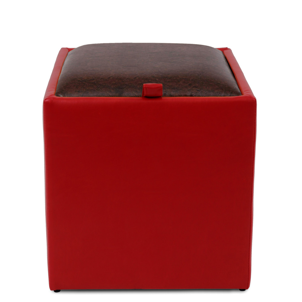 Taburet Box - imitatie piele rosu/maro - 21900/15611 Taburet Box - imitatie piele rosu/maro - 21900/15611