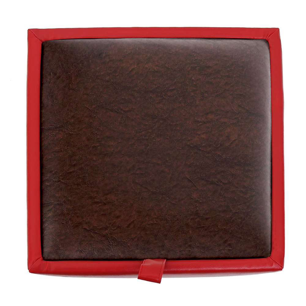 Taburet Box - imitatie piele rosu/maro - 21900/15611 Taburet Box - imitatie piele rosu/maro - 21900/15611