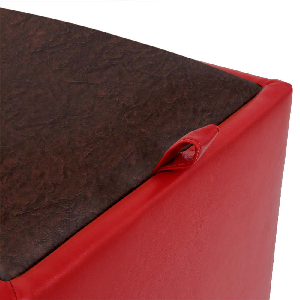 Taburet Box - imitatie piele rosu/maro - 21900/15611 Taburet Box - imitatie piele rosu/maro - 21900/15611
