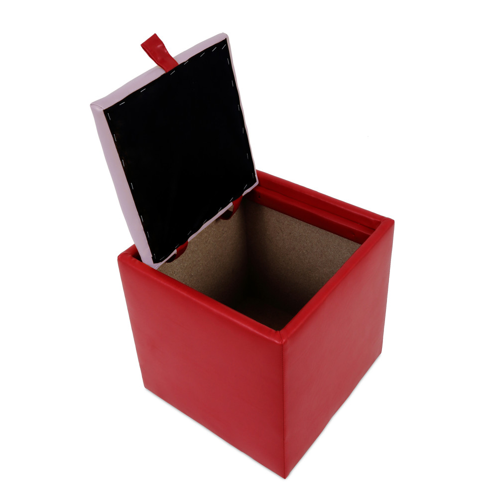 Taburet Box - imitatie piele rosu/mov - 21900/21897 Taburet Box - imitatie piele rosu/mov - 21900/21897