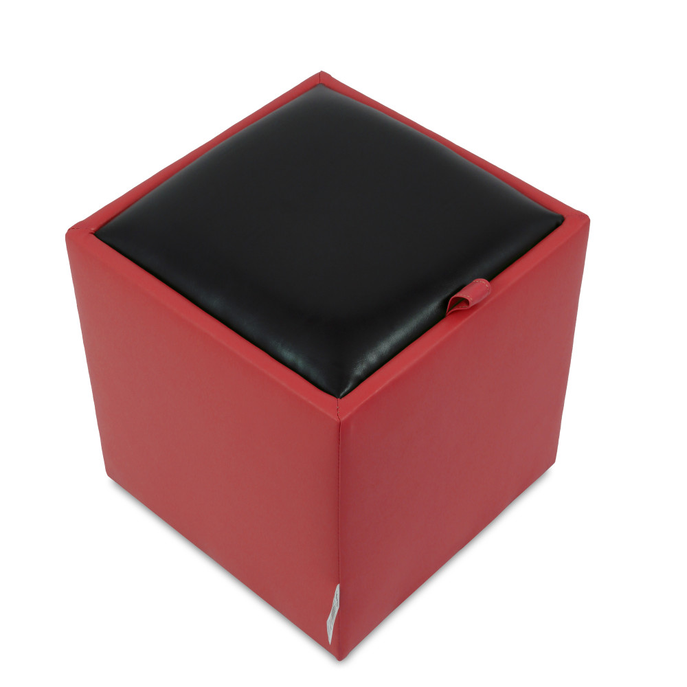 Taburet Box - imitatie piele rosu/negru - 21900/21901 Taburet Box - imitatie piele rosu/negru - 21900/21901