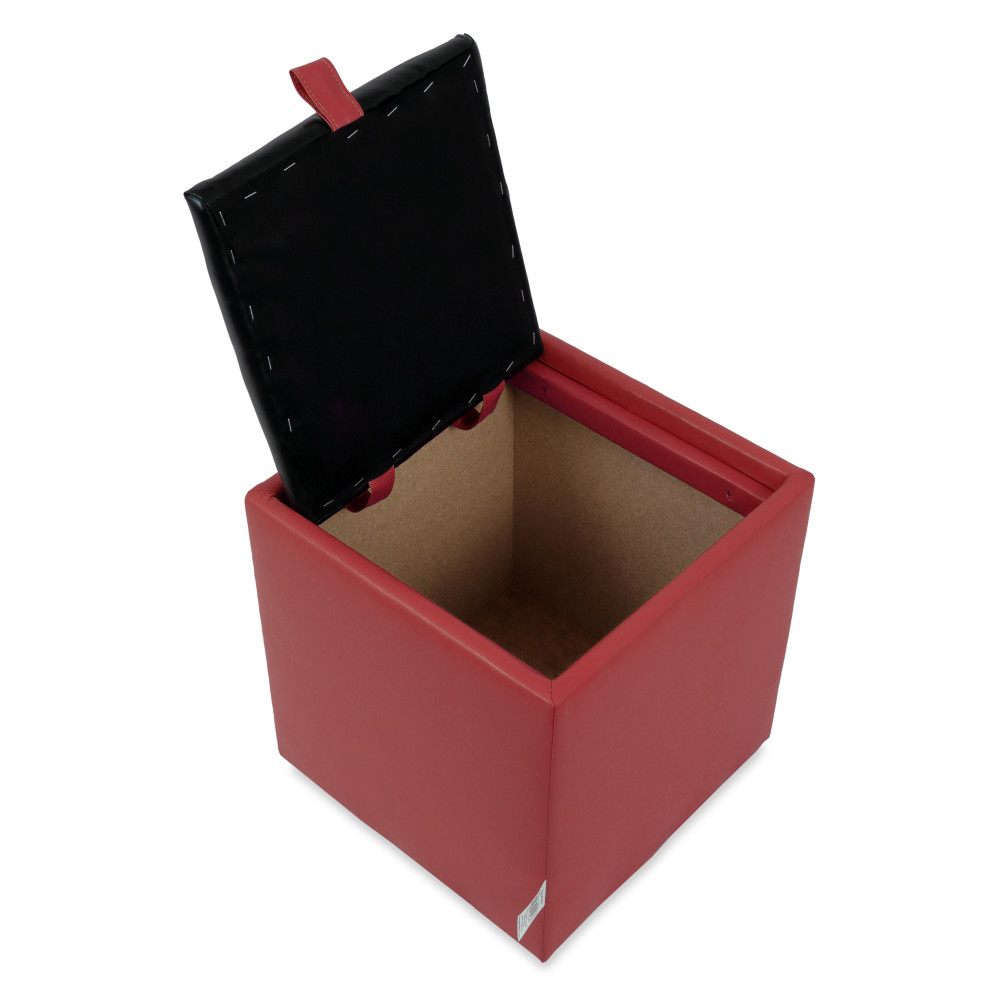 Taburet Box - imitatie piele rosu/negru - 21900/21901 Taburet Box - imitatie piele rosu/negru - 21900/21901