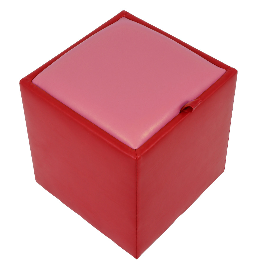 Taburet Box - imitatie piele rosu/roz - 21900/21896 Taburet Box - imitatie piele rosu/roz - 21900/21896