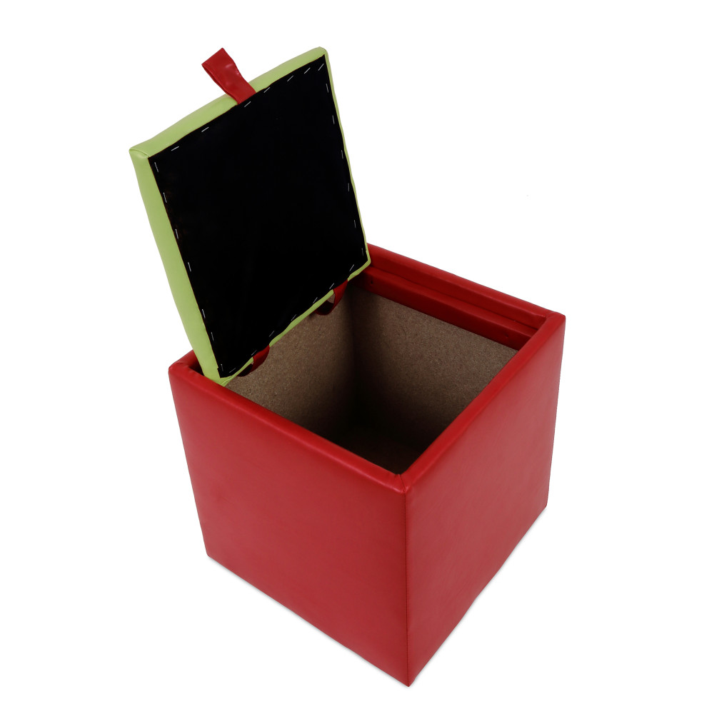 Taburet Box - imitatie piele rosu/verde - 21900/21899 Taburet Box - imitatie piele rosu/verde - 21900/21899