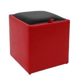 Taburet Box - imitatie piele rosu/wenge - 21900/21835 Taburet Box - imitatie piele rosu/wenge - 21900/21835