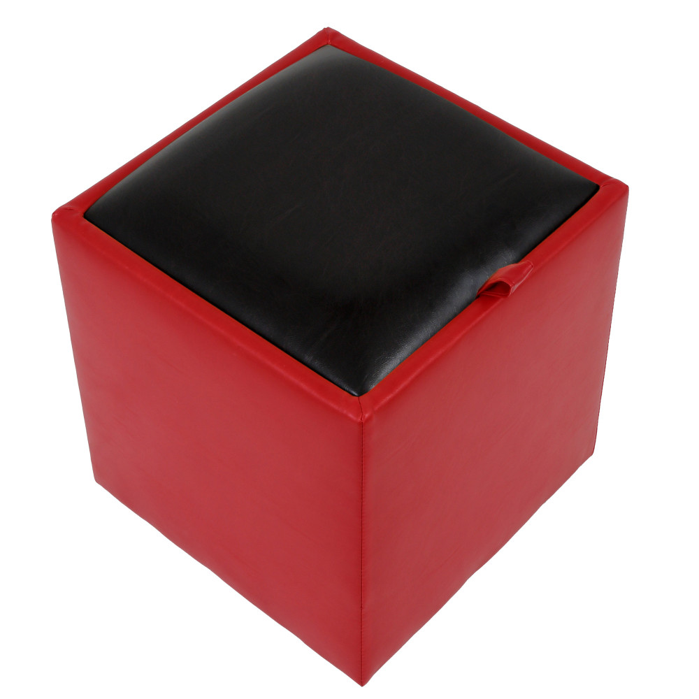 Taburet Box - imitatie piele rosu/wenge - 21900/21835 Taburet Box - imitatie piele rosu/wenge - 21900/21835