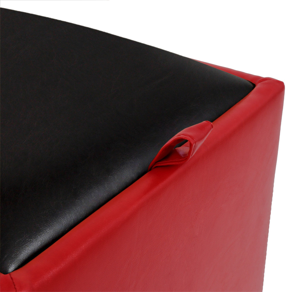 Taburet Box - imitatie piele rosu/wenge - 21900/21835 Taburet Box - imitatie piele rosu/wenge - 21900/21835