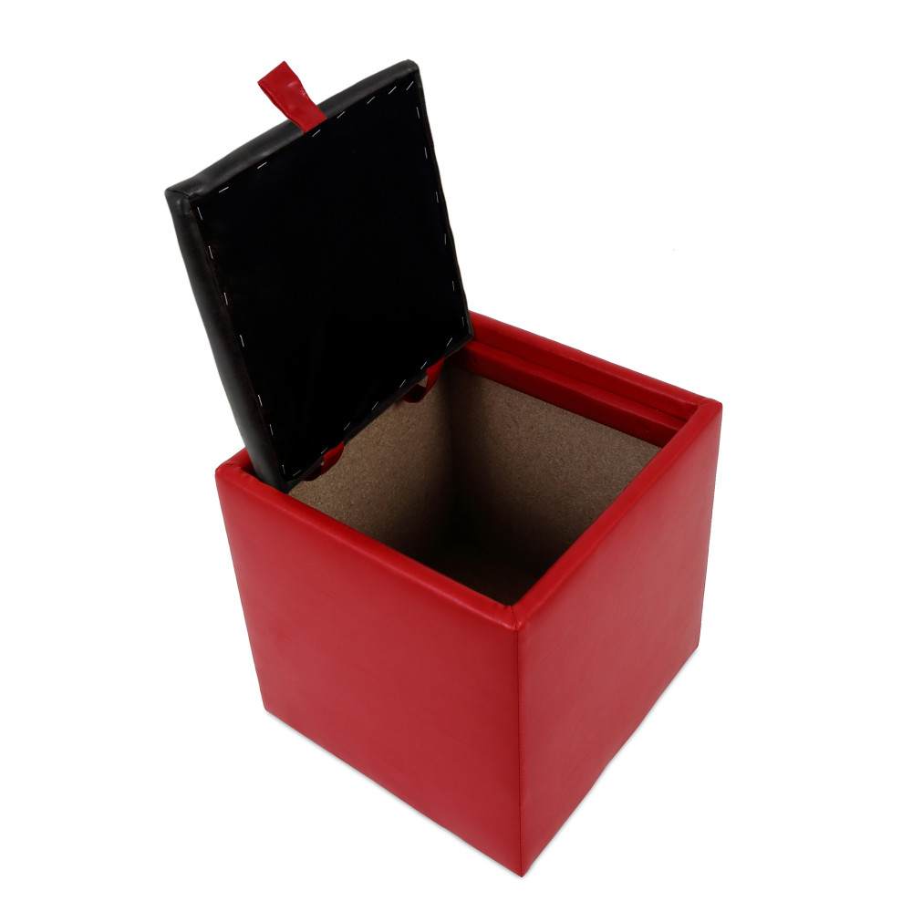 Taburet Box - imitatie piele rosu/wenge - 21900/21835 Taburet Box - imitatie piele rosu/wenge - 21900/21835