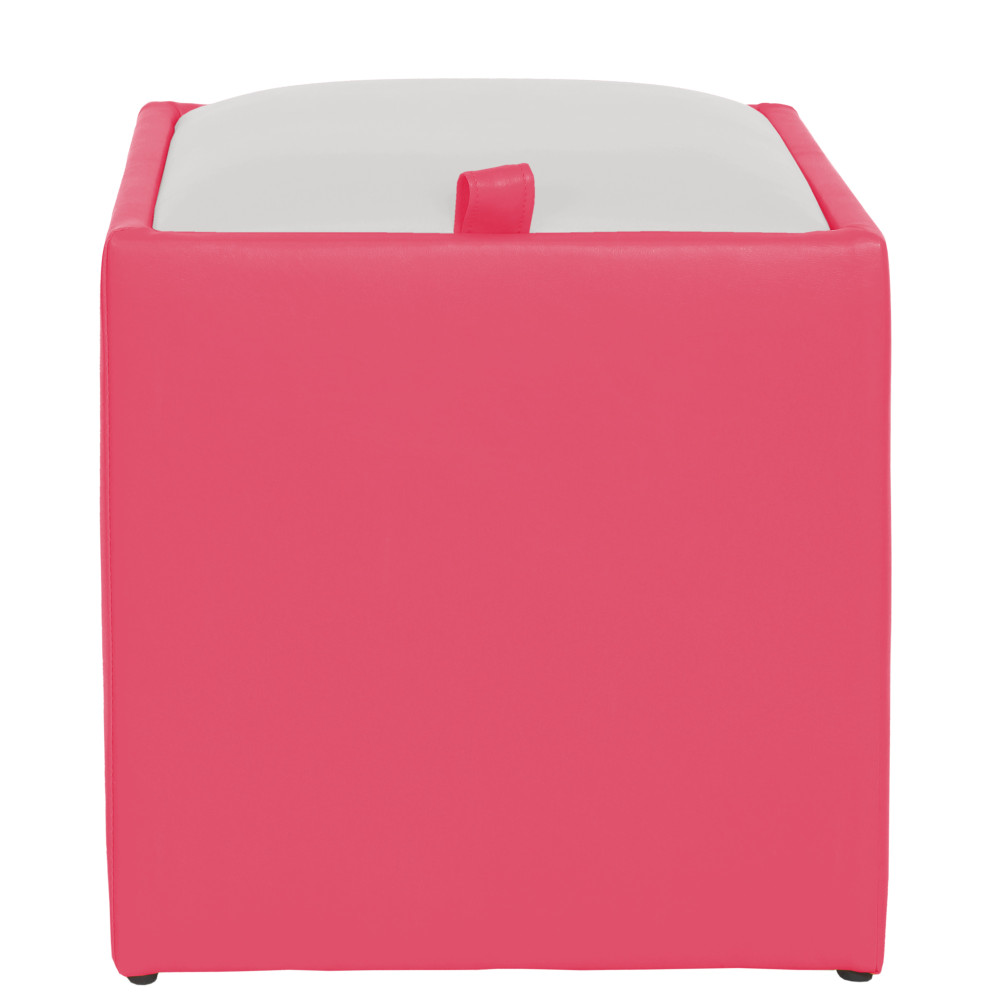 Taburet Box - imitatie piele roz/alb - 21896/21894 Taburet Box - imitatie piele roz/alb - 21896/21894