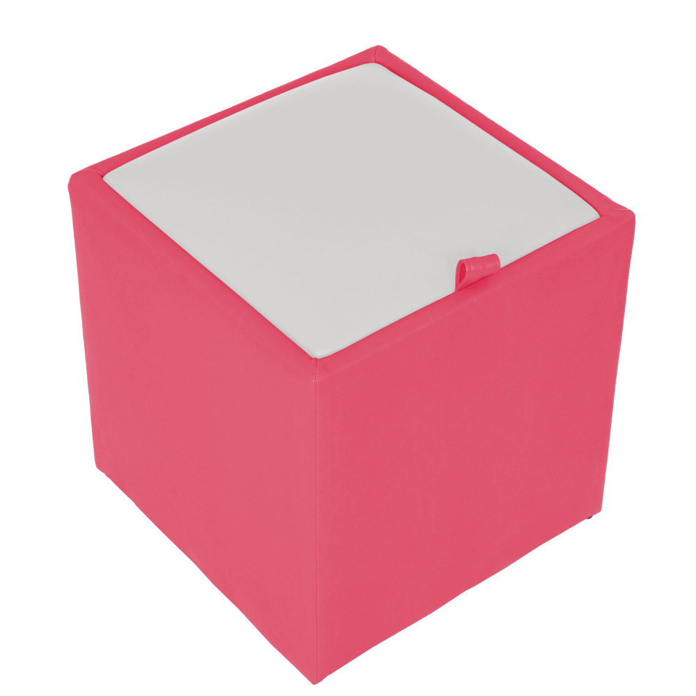 Taburet Box - imitatie piele roz/alb - 21896/21894 Taburet Box - imitatie piele roz/alb - 21896/21894