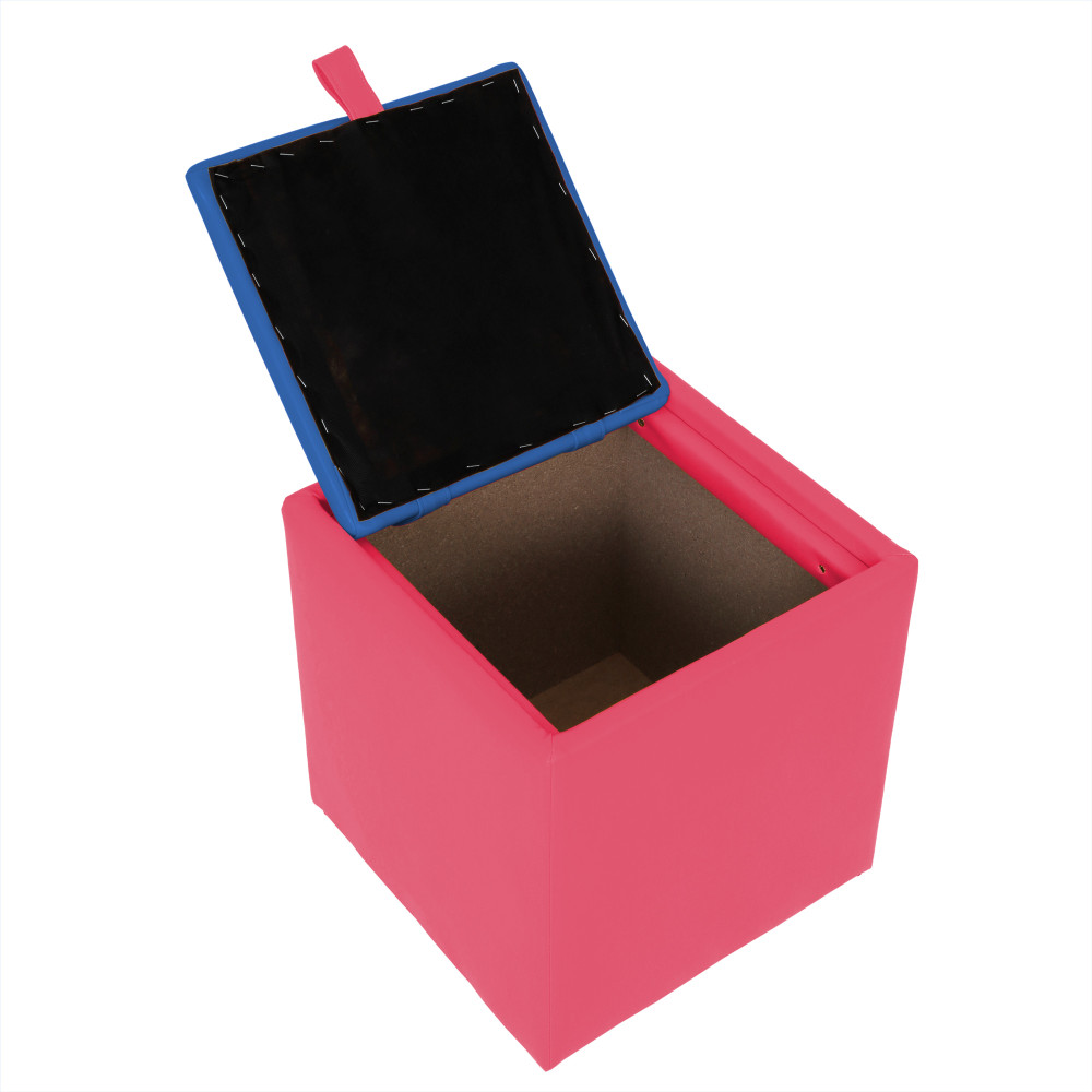 Taburet Box - imitatie piele roz/albastru - 21896/21898 Taburet Box - imitatie piele roz/albastru - 21896/21898