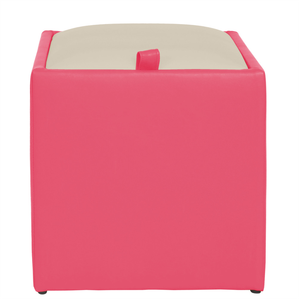 Taburet Box - imitatie piele roz/crem - 21896/21834 Taburet Box - imitatie piele roz/crem - 21896/21834